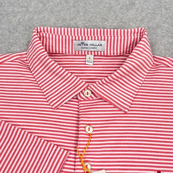 NEW Peter Millar Polo Shirt Large Striped Crown Sport County Louth Golf Ireland - Picture 7 of 12